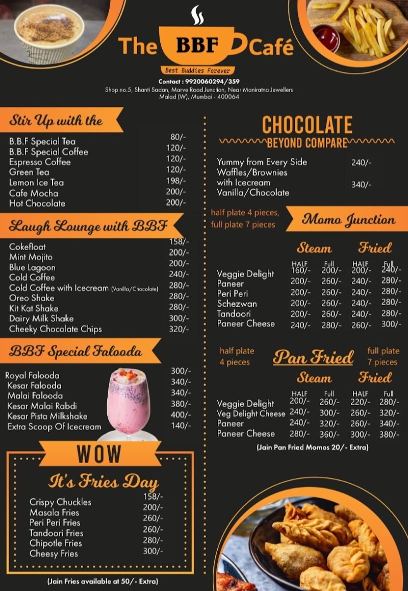THE BBF CAFE - THE BBF CAFE Shanti sadan Apt. Marve Road, Junction, Malad - Marve Rd, next to Maniratna Jewellers, Malad, Malad West, Mumbai, Maharashtra 400064, India