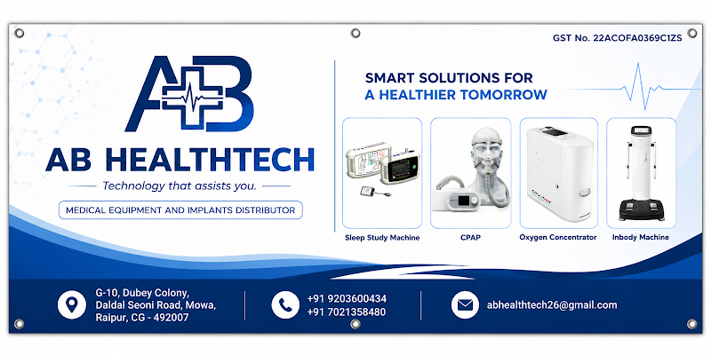 AB Healthtech | CPAP, BiPAP, Oxygen Concentrator, Body Composition Machine, Sleep Study, BP Monitor, Diode Laser - AB Healthtech | CPAP, BiPAP, Oxygen Concentrator, Body Composition Machine, Sleep Study, BP Monitor, Diode Laser, G-10, Dubey Colony, Mowa, Raipur, Chhattisgarh 492007, India