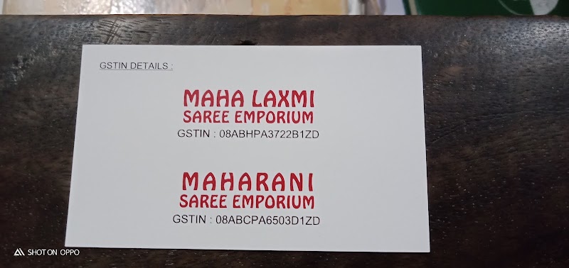 Maharani Saree Emporium - Maharani Saree Emporium MAHARANI TOWER” 1933, Bahara gangaur ka, Vidhyadhar Ka Rasta, Johri Bazar, Chouraha, Sonthali, walon, Jaipur, Rajasthan 302003, India