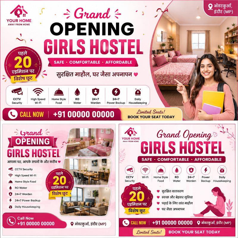 THE NEST GIRLS HOSTEL - THE NEST GIRLS HOSTEL 160/2, Ahilya Puri, bhawarkua, Bhanwar Kuwa, Indore, Madhya Pradesh 452001, India