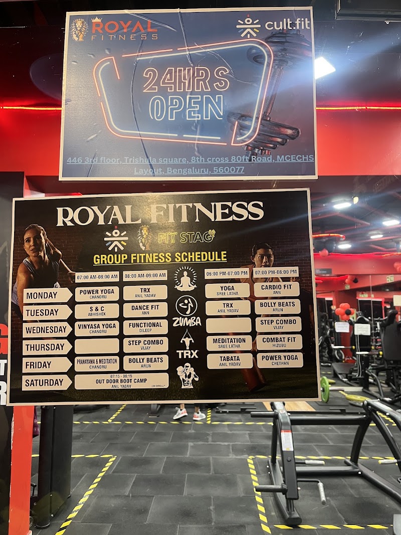 Royal Fitness - Available on Cult.fit | Gyms in MCECHS Layout - Royal Fitness - Available on Cult.fit | Gyms in MCECHS Layout, 446 3rd floor, Trishula square, 8th cross 80ft Road, MCECHS Layout, Sri Balaji Krupa Layout, RK Hegde Nagar, Bengaluru, Karnataka 560077, India