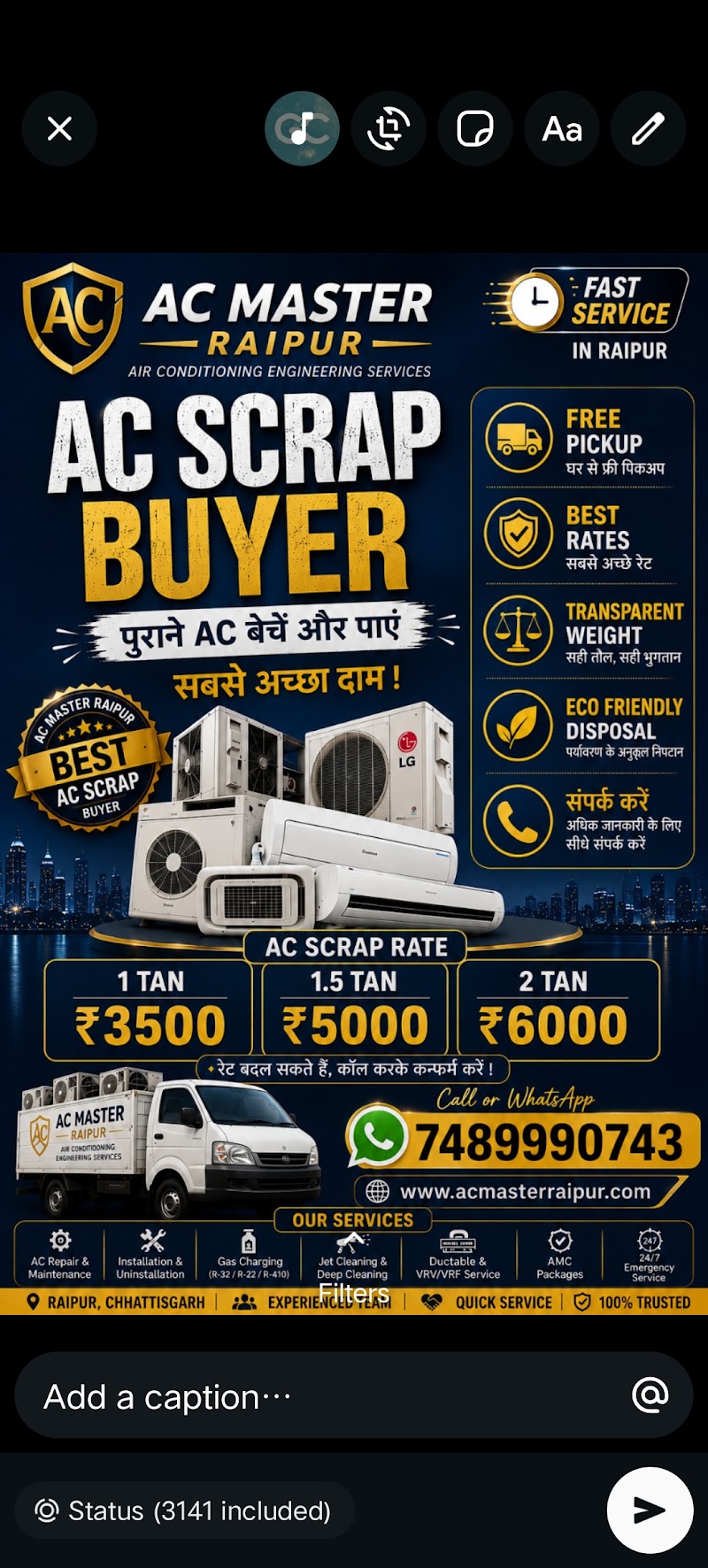Ac Master Raipur - Ac Master Raipur, Sanjay Nagar shiv mandir, Bakra market, Sanjay Nagar, gorsia chowk, Raipur, Mathpurena, Chhattisgarh 492001, India