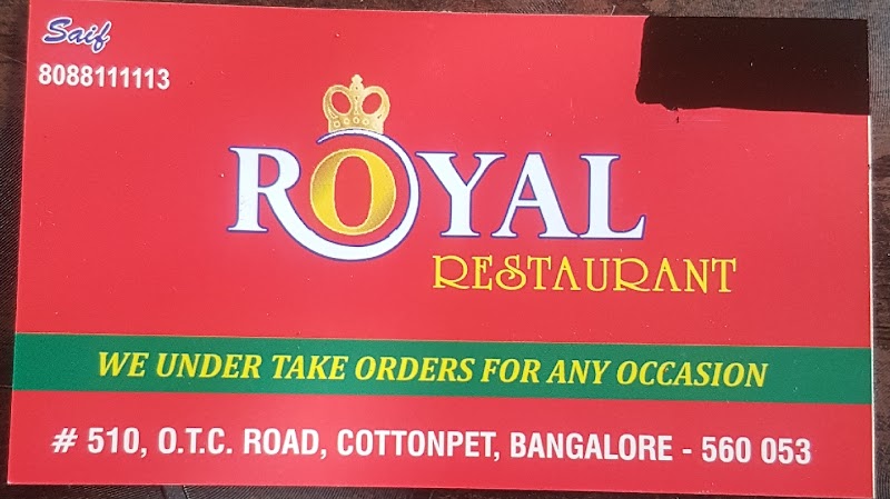 Royal restaurant - Royal restaurant, Cotton Waste Godown, Upparpete, Chickpet, Bengaluru, Karnataka 560053, India