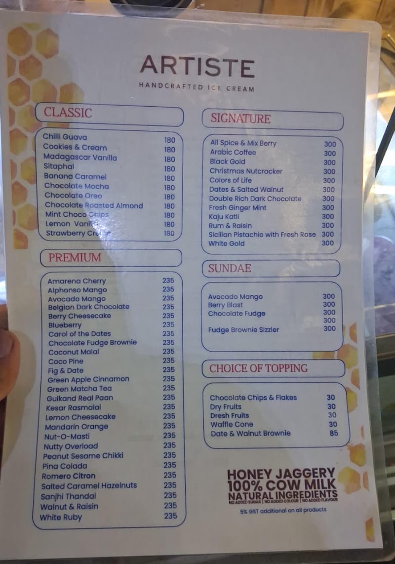 Artistes - Handcrafted Ice Cream - Artistes - Handcrafted Ice Cream, Shop no. 1, Ground Floor, Sector 42-43 Rapid Metro Station, Golf Course Rd, Parsvnath Exotica, DLF Phase 5, Sector 53, Gurugram, Haryana 122011, India