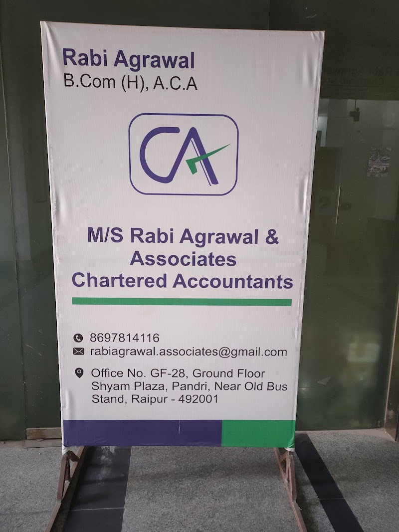 Rabi Agrawal & Associates - CA in Raipur - Rabi Agrawal & Associates - CA in Raipur, GF 28, Ground floor, Shyam Plaza, opp. Old Bus Stand, Pandri, Raipur, Chhattisgarh 492001, India