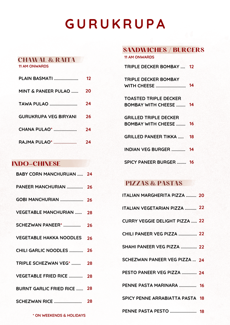 Gurukrupa Vegetarian Restaurant - Gurukrupa Vegetarian Restaurant Shop 2 Al Dorra Building - Park Area - 20B St - الكرامة - دبي - United Arab Emirates