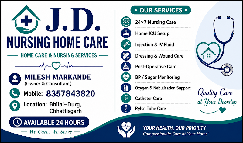 J.D. NURSING HOME CARE - J.D. NURSING HOME CARE, H-Pocket, Maroda Sector, Durg, Bhilai, Chhattisgarh 490006, India