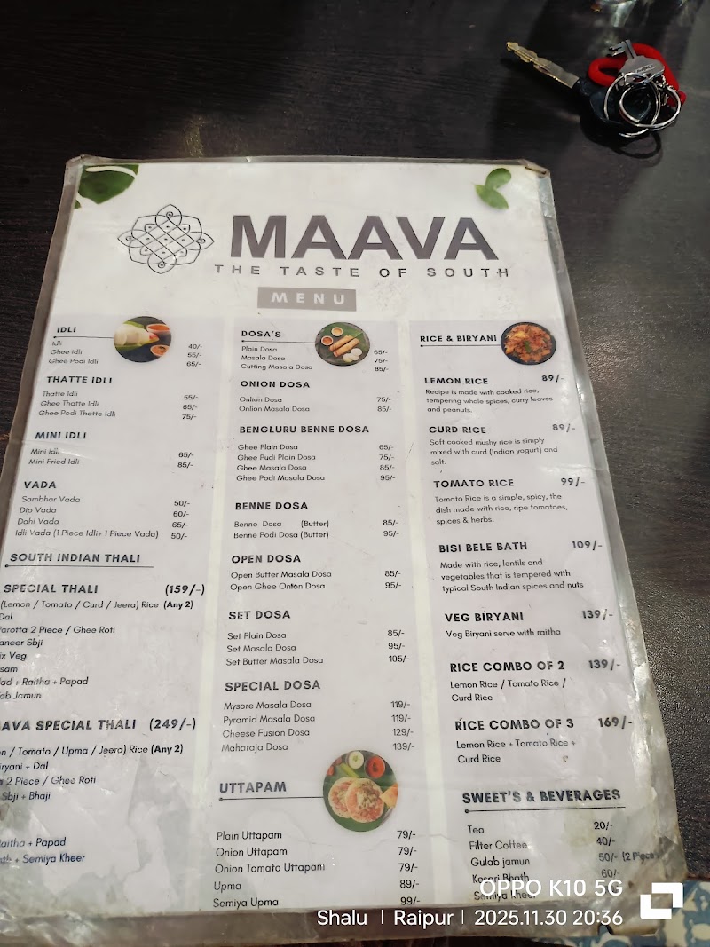 Maava The Taste Of South - Maava The Taste Of South, Amlidih Main Road, RishabhNagar and Pawan Vihar Colony, New Rajendra Nagar, Raipur, Tikrapara, Chhattisgarh 492001, India