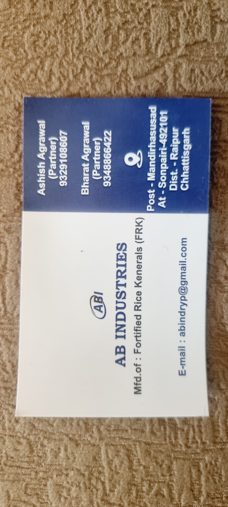 AB INDUSTRIES - AB INDUSTRIES, Sonpairi, Mandir Hasaud, Sonpairi-1, Chhattisgarh 492101, India