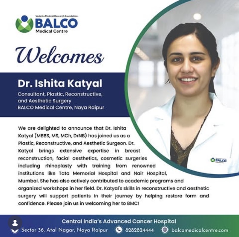 Dr. Ishita Katyal: Plastic, Reconstructive and cosmetic Surgeon In Raipur - Dr. Ishita Katyal: Plastic, Reconstructive and cosmetic Surgeon In Raipur, Pachpedi Naka Rd, beside Colours Mall, Amrapali Society, Gurumukh Singh Nagar, Raipur, Tikrapara, Chhattisgarh 492001, India