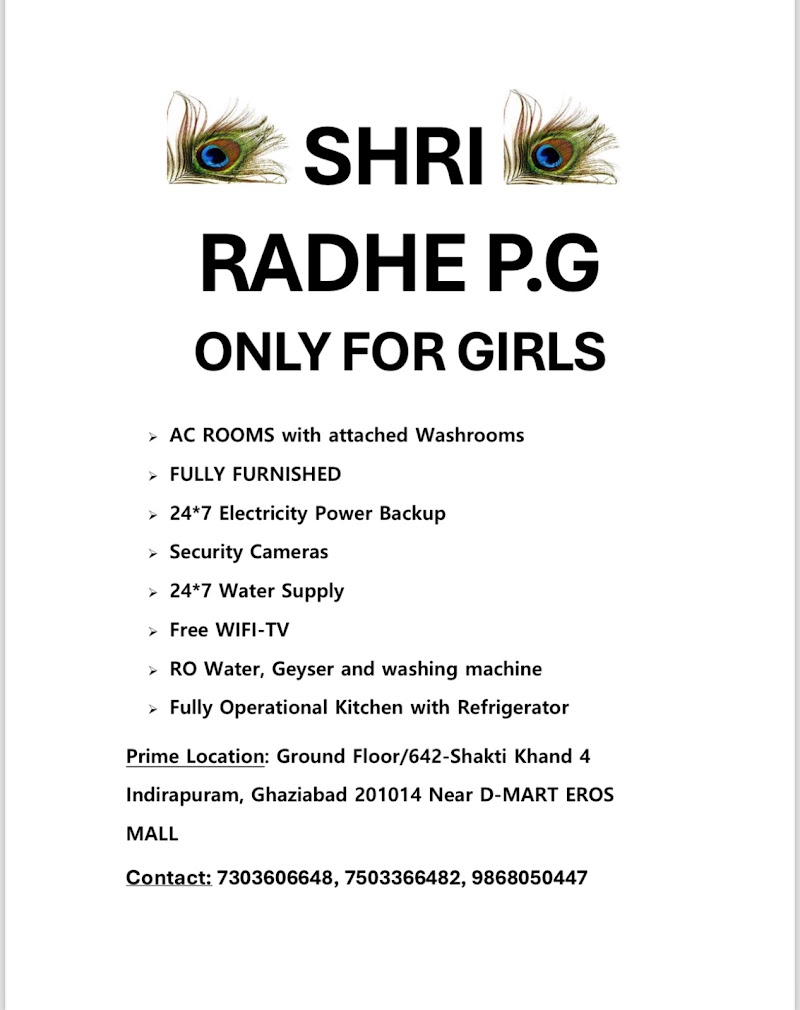 Shree Radhey PG Only for Girls - Shree Radhey PG Only for Girls 642, Lane No. 10, Shakti Khand 4, Indirapuram, Ghaziabad, Uttar Pradesh 201014, India