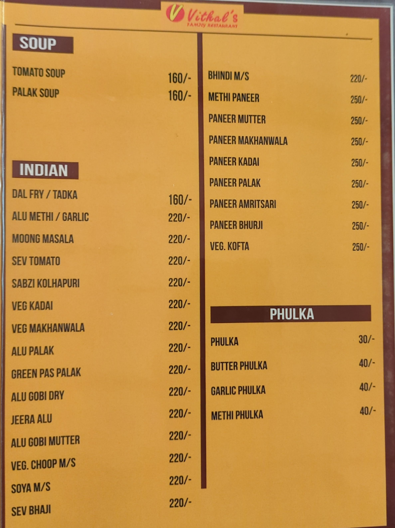 Vithal's Family Restaurant and Bar - Vithal's Family Restaurant and Bar 13/15, a.k Naik Marg, near mukta cinema cst, Azad Maidan, Fort, Mumbai, Maharashtra 400001, India