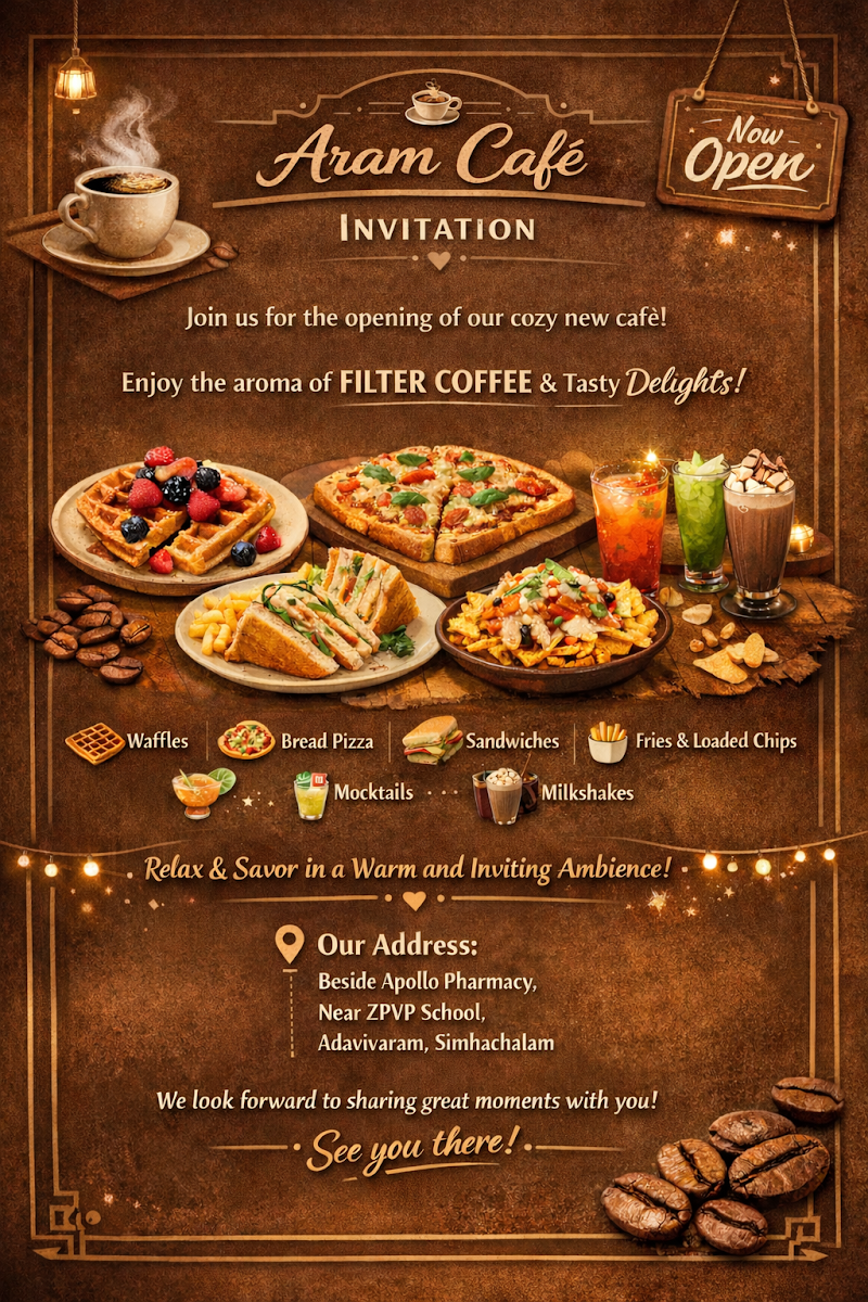 Aram Cafe - Aram Cafe rd, Old Adavivaram, Simhachalam, Adavivaram, Visakhapatnam, Andhra Pradesh 530028, India