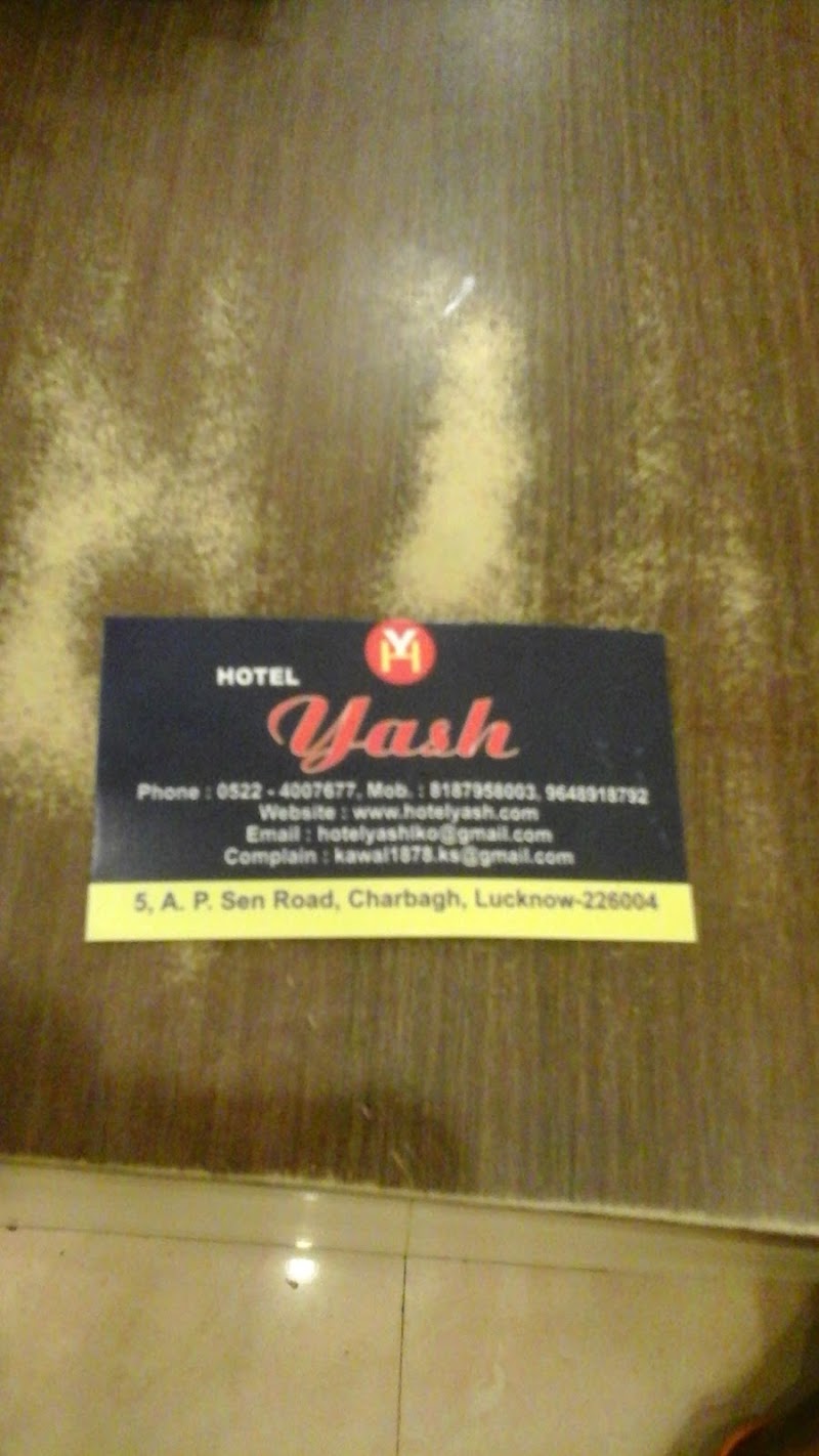 Hotel Yash - Hotel Yash AP Sen Rd, Near Mohan Hotel, Cash and Pay Colony, Charbagh, Lucknow, Uttar Pradesh 226004, India