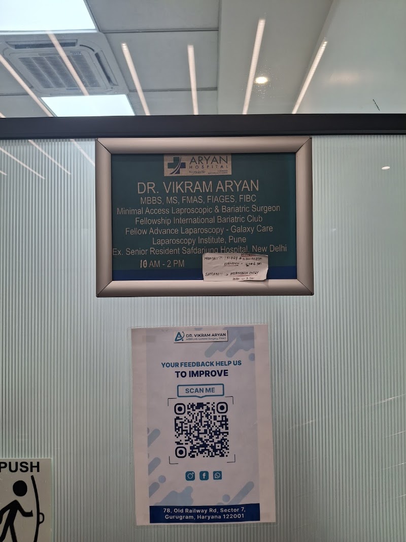 Dr. Vikram Aryan - General Surgeon | Laparoscopic Surgeon in Gurgaon - Dr. Vikram Aryan - General Surgeon | Laparoscopic Surgeon in Gurgaon Aryan Hospital, Plot No. - 78, Old Railway Rd, Rattan Garden, Shivpuri Extension, Sector 7, Gurugram, Haryana 122001, India