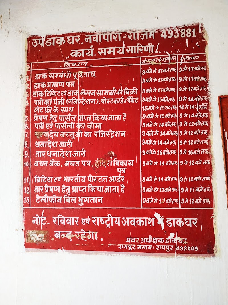 Post office nayapara - Post office nayapara XV96+2QG, Ganj Rd, near post office, Navapara, Tarri, Chhattisgarh 493881, India