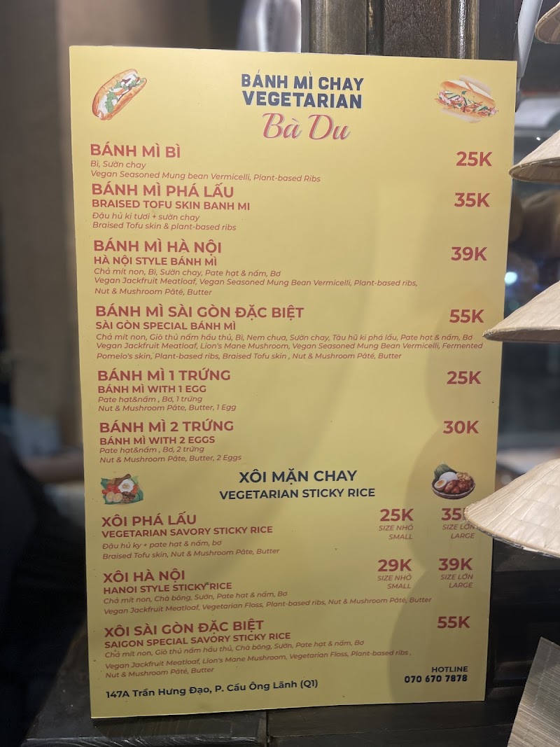 Bánh mì chay Bà Du - Bánh mì chay Bà Du 147A Trần Hưng Đạo, Khu phố 1, Cầu Ông Lãnh, Hồ Chí Minh 700000, Vietnam
