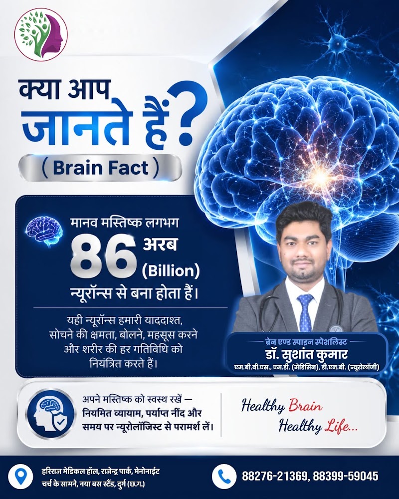 Dr Sushant Kumar Kande, Neuro clinic, Hariraj Medical - Dr Sushant Kumar Kande, Neuro clinic, Hariraj Medical, Hariraj Medical Hall, New Bus Stand, in front of Mennonite Church, Pendarvani, Durg, Chhattisgarh 491001, India