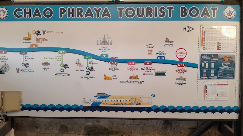 Chao Phraya Tourist Boat N13 Phra Arthit Pier - Chao Phraya Tourist Boat N13 Phra Arthit Pier, N13, Phra Arthit Pier, 98 Thanon Phra Athit, Khwaeng Chana Songkhram, Khet Phra Nakhon, Krung Thep Maha Nakhon 10200, Thailand