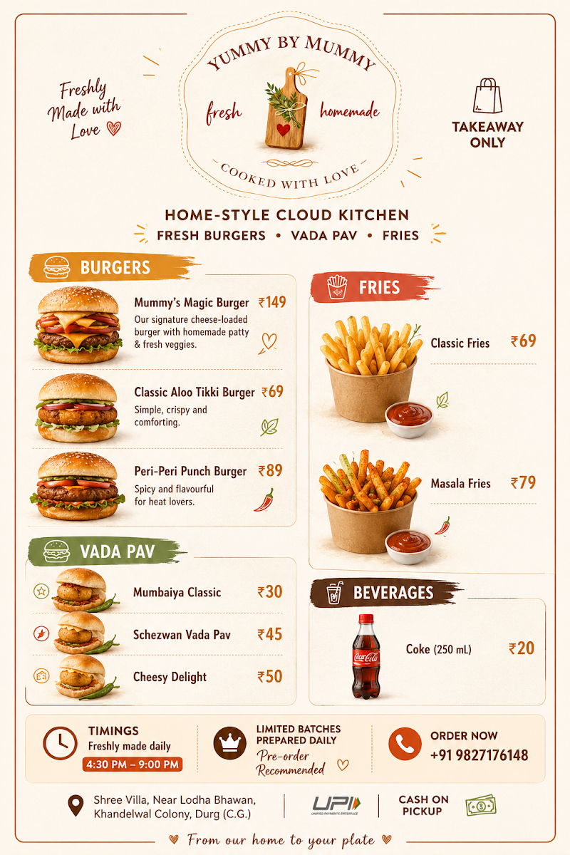 Yummy by Mummy - Yummy by Mummy, Shree villa, near lodha bhawan, Khandelwal Colony, Durg, Bhilai, Chhattisgarh 491001, India
