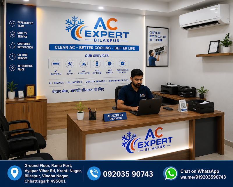 AC EXPERT BILASPUR - AC EXPERT BILASPUR, Ground Floor, Rama Port, Vyapar Vihar Rd, Kranti Nager, Bilaspur, Vinoba Nagar, Chhattisgarh 495001, India