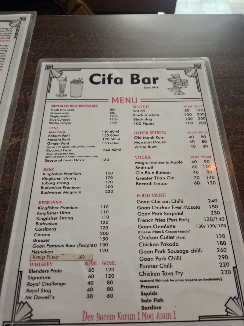 CIFA BAR - CIFA BAR House no . 185, Rua 31 de Janeiro, near Confeitaria 31 de janerio, Cortin, Altinho, Panaji, Goa 403001, India
