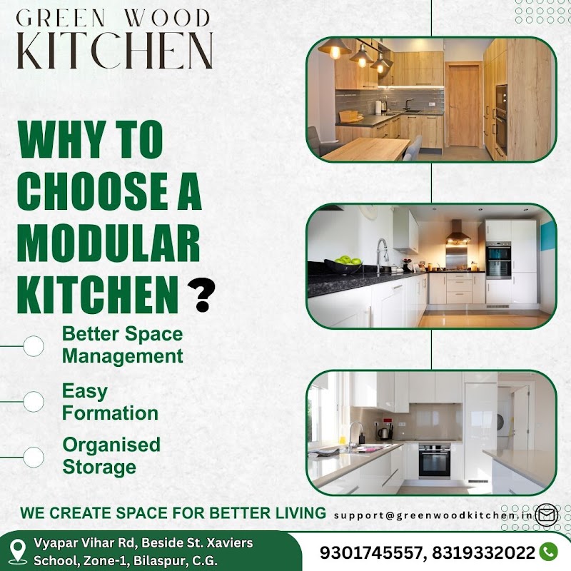 Green Wood Kitchen - Green Wood Kitchen Vyapar Vihar Rd, near St.Xaviers School, Saluja Vihar, Zone-1, Bhartiya Nagar, Bilaspur, Chhattisgarh 495001, India