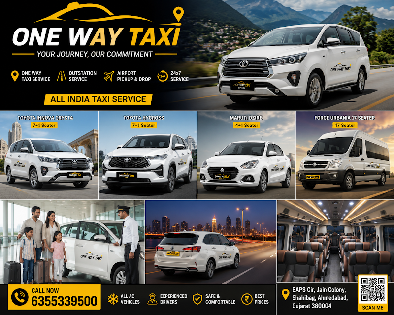 One way taxi - One way taxi 2HVQ+HW3, BAPS Cir, Jain Colony, Shahibag, Ahmedabad, Gujarat 380004, India