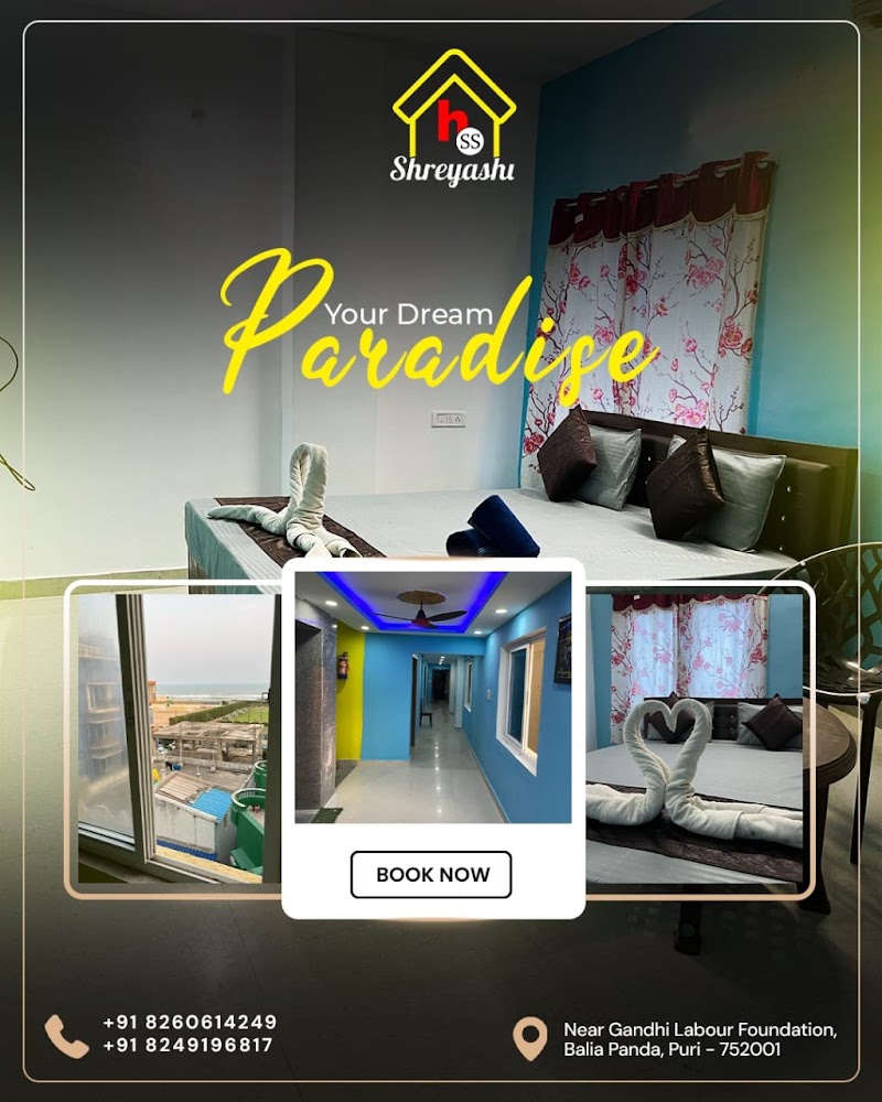 Hotel Shreyashi - Hotel Shreyashi Gandhi labour foundation lane, Plot no : 1005/2538, Baliapanda Rd, Baliapanda Housing Board Colony, Puri, Odisha 752001, India