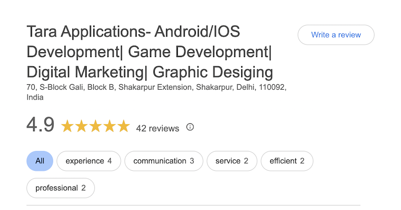 Tara Applications- Android/IOS Development| Game Development| Digital Marketing| Graphic Designing - Tara Applications- Android/IOS Development| Game Development| Digital Marketing| Graphic Designing 70, S-Block Gali, Block B, Shakarpur Extension, Shakarpur, Delhi, 110092, India
