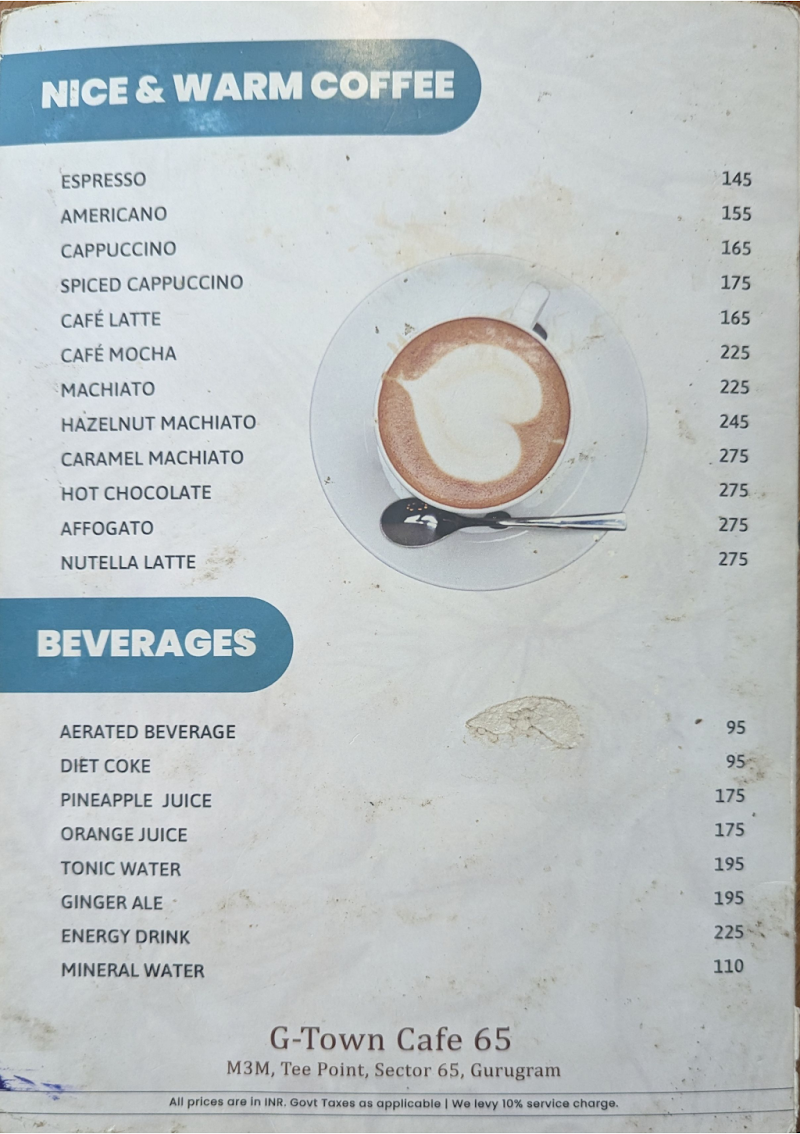 G-Town Cafe 65 - All Day Diner - G-Town Cafe 65 - All Day Diner M3M T Point, Golf Course Ext Rd, Medawas, Sector 65, Gurugram, Haryana 122101, India