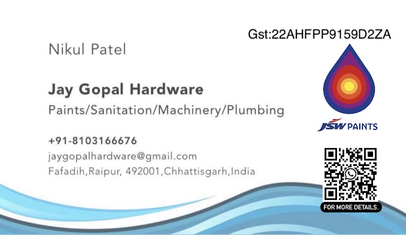 JAI GOPAL HARDWARE - JAI GOPAL HARDWARE, opp. amit sales, R.V.H. Colony, Jagriti Nagar, Fafadih, Raipur, Chhattisgarh 492009, India