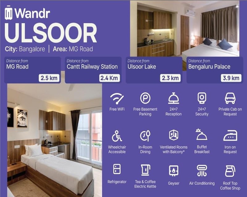 Wandr Hotel Ulsoor - Wandr Hotel Ulsoor 57, Coles Rd, Cleveland Town, Fraser Town, Bengaluru, Karnataka 560005, India