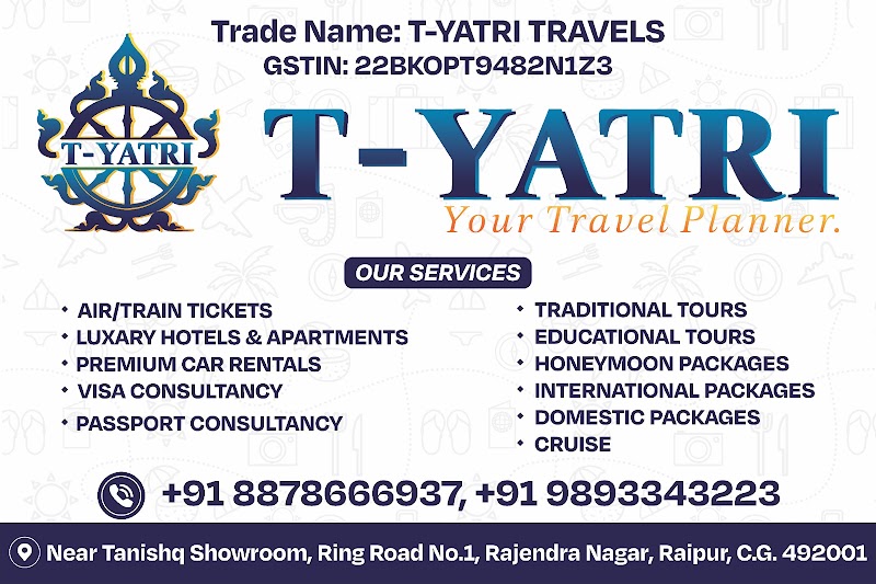 T-Yatri Travels - T-Yatri Travels 01, Ring Road, near Tanishq Jwellers, Vallabh Nagar, Old Rajendra Nagar, Civil Lines, Raipur, Tikrapara, Chhattisgarh 492001, India