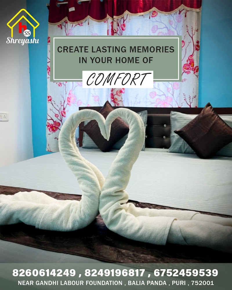 Hotel Shreyashi - Hotel Shreyashi Gandhi labour foundation lane, Plot no : 1005/2538, Baliapanda Rd, Baliapanda Housing Board Colony, Puri, Odisha 752001, India