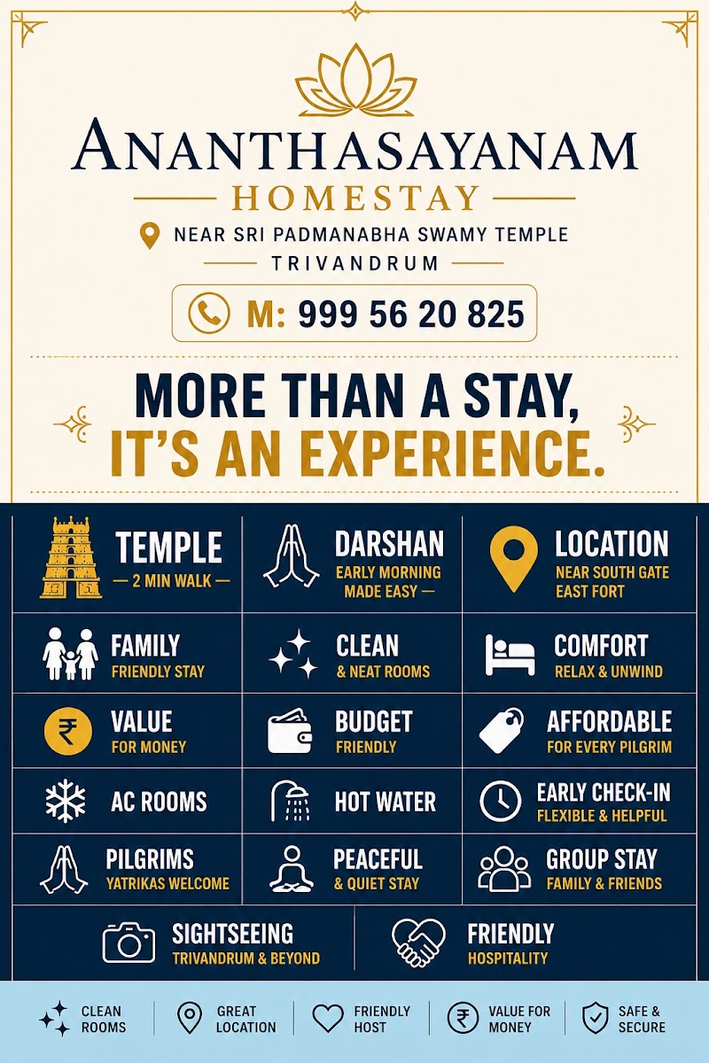 Ananthasayanam Homestay Near Sri Padmanabha Swamy Temple - Ananthasayanam Homestay Near Sri Padmanabha Swamy Temple opposite Amman kovil Devi Temple, South Fort, East Fort, Pazhavangadi, Thiruvananthapuram, Kerala 695023, India
