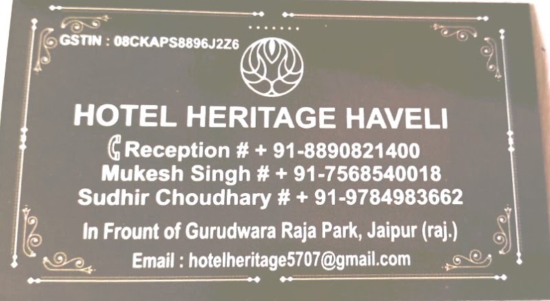 Hotel Heritage Haveli - Hotel Heritage Haveli infront of gurudwara, 16 c, Govind Marg, Adarsh Nagar, Raja Park, Jaipur, Rajasthan 302004, India