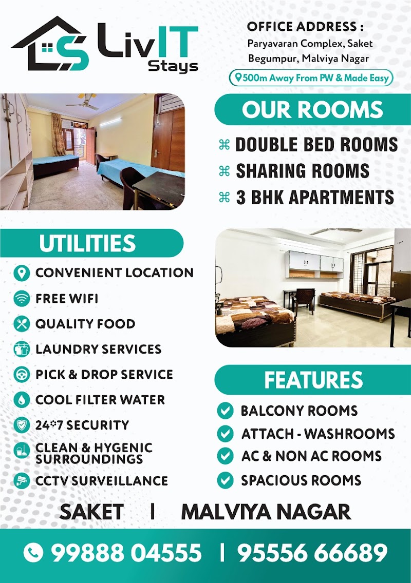 LivIT Stays Platinum - (Best PG in Saket) - LivIT Stays Platinum - (Best PG in Saket) B5, Block B, Paryavaran Complex, Saket, New Delhi, Delhi 110030, India