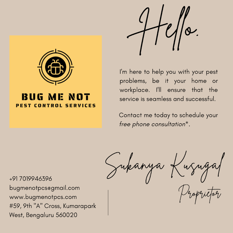 BUG ME NOT PEST CONTROL SERVICES - BUG ME NOT PEST CONTROL SERVICES, No. 59, 9th A Cross Rd, Kumarapark West, Kumara Park West, Seshadripuram, Bengaluru, Karnataka 560020, India