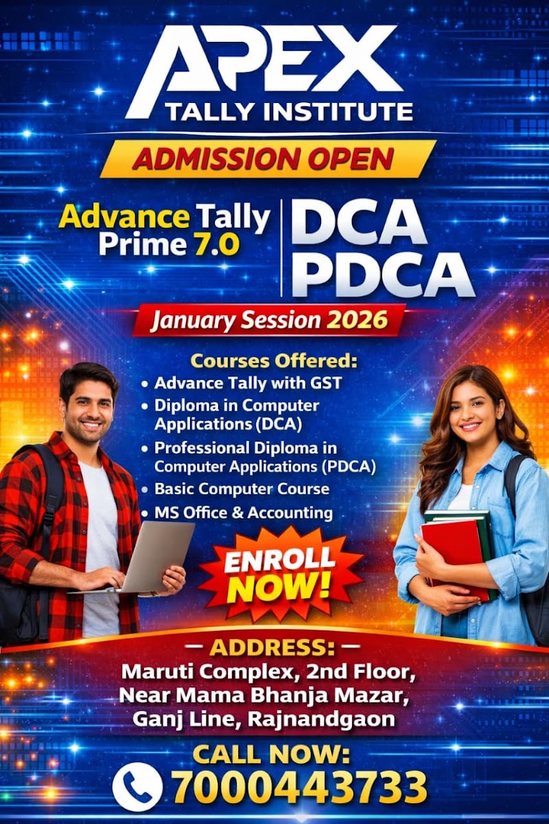 Apex Institute - Apex Institute, Ganj Chowk, near Mama Bhanja Mazar, Kailash Nagar, Rajnandgaon, Chhattisgarh 491441, India