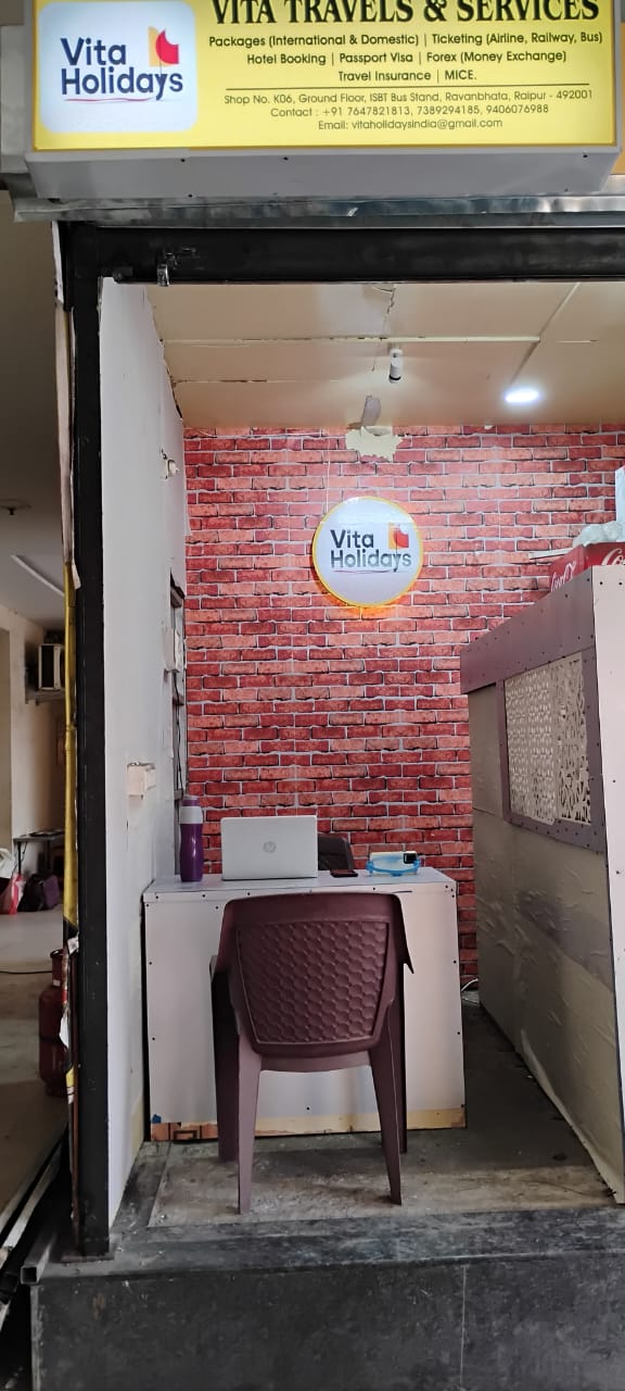 VITA TRAVELS AND SERVICES | VITA HOLIDAYS |TOUR OPERATOR IN RAIPUR | BEST TRAVEL AGENTS IN INDIA - VITA TRAVELS AND SERVICES | VITA HOLIDAYS |TOUR OPERATOR IN RAIPUR | BEST TRAVEL AGENTS IN INDIA, Shop No - K06 ground floor, ravan bhata, ISBT BUS stand, Ravanbhatha, Patel Para, Raipur, Chhattisgarh 492001, India