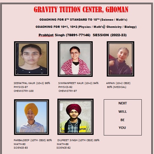 Gravity Tuition centre ghoman - Gravity Tuition centre ghoman, Backside government school playground, Ghoman, Punjab 143514, India