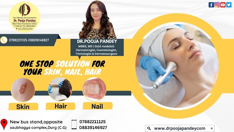 𝗗𝗥. 𝗣𝗢𝗢𝗝𝗔 𝗣𝗔𝗡𝗗𝗘𝗬'𝗦 𝗦𝗞𝗜𝗡, 𝗛𝗔𝗜𝗥 & 𝗖𝗢𝗦𝗠𝗘𝗧𝗜𝗖 𝗖𝗟𝗜𝗡𝗜𝗖 - 𝗗𝗥. 𝗣𝗢𝗢𝗝𝗔 𝗣𝗔𝗡𝗗𝗘𝗬'𝗦 𝗦𝗞𝗜𝗡, 𝗛𝗔𝗜𝗥 & 𝗖𝗢𝗦𝗠𝗘𝗧𝗜𝗖 𝗖𝗟𝗜𝗡𝗜𝗖, new, bus stand, opposite saubhgya complex, Civil Lines, Durg, Chhattisgarh 491001, India